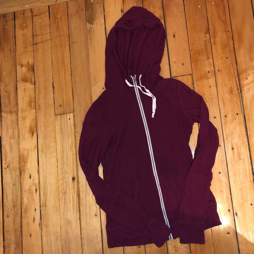 Maroon Zip Up Thin Sweater
